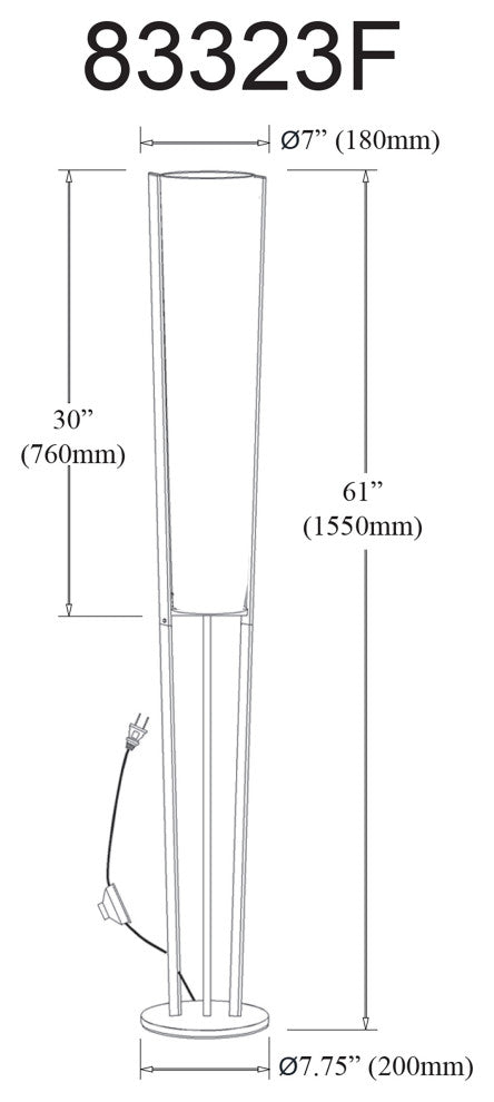 Modern Floor Lamp, White Shade, Matte Black