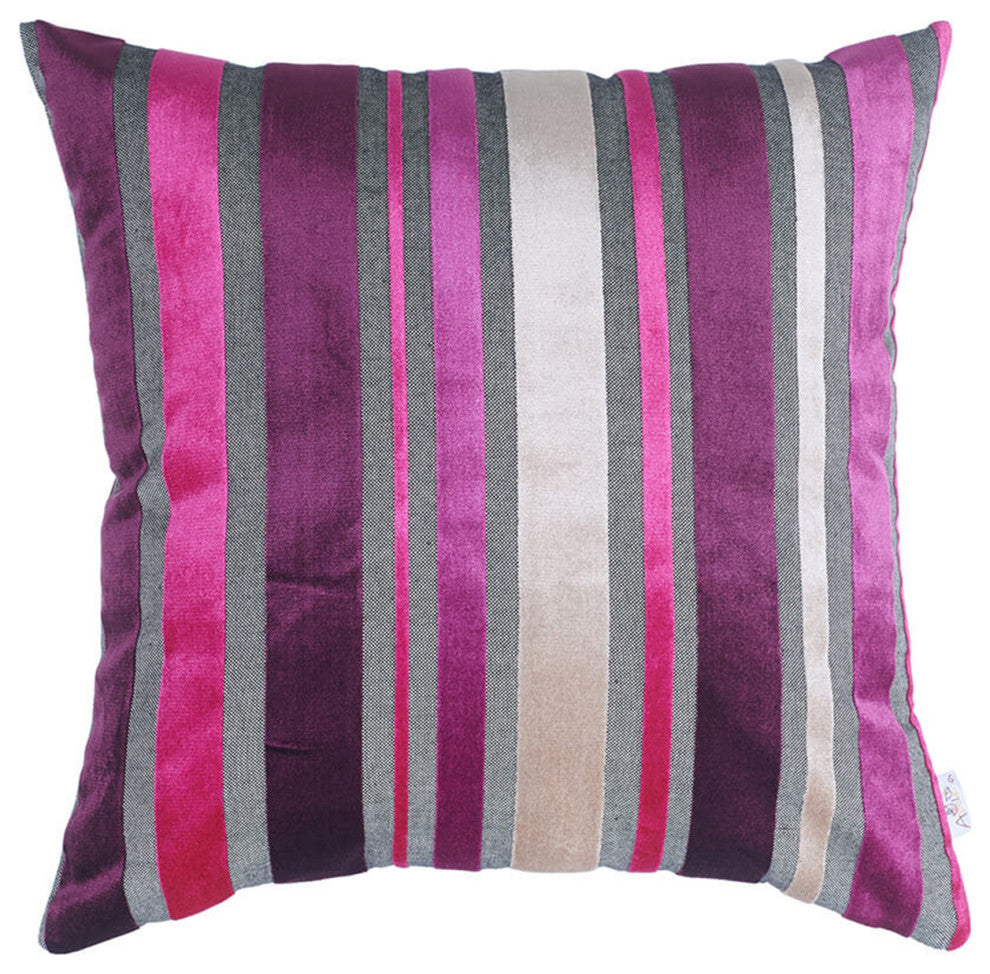 HomeRoots Set of 2 Purple Varigated Stripe Decorative Pillow Covers