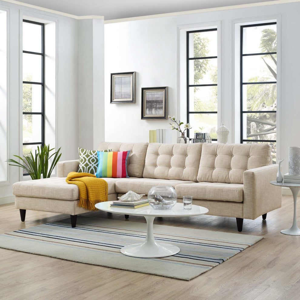 Modway Empress Left-Facing Upholstered Sectional Sofa, Beige