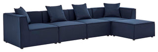 Saybrook Outdoor Patio Upholstered 5-Piece Sectional Sofa Navy