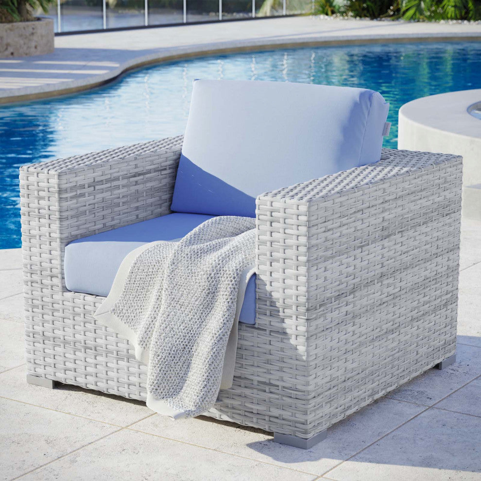 Convene Outdoor Patio Armchair Light Gray Light Blue