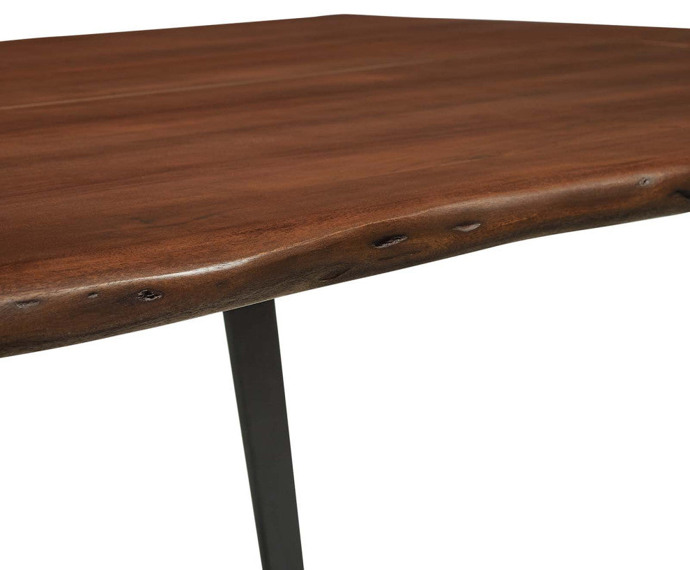 Astound 60" Live Edge Acacia Wood Dining Table, Black Walnut