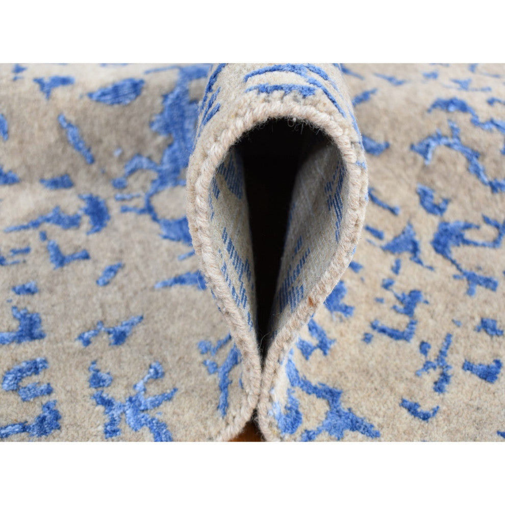 Bayern Blue, Hand Loomed, Wool and Art Silk, Mamluk Design, Rug, 8'9"x12'