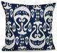 Ikat , Geometric Outdoor Pillow, Navy Blue, 18"x18"