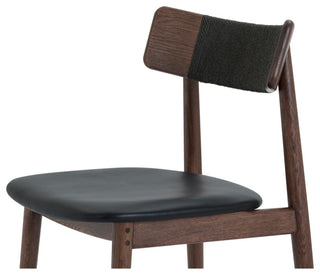 Converse Leather Solid Oak Dining Chair, Mud Brown