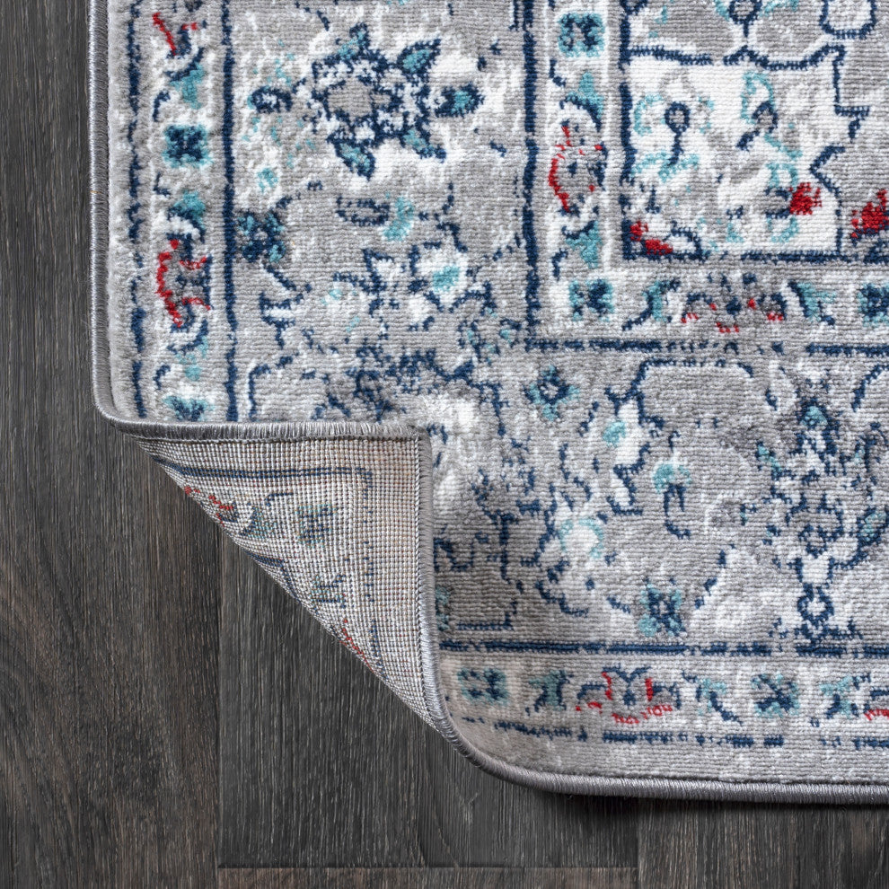 Modern Persian Vintage Medallion Light Grey/ Multi 3' x 5' Area Rug