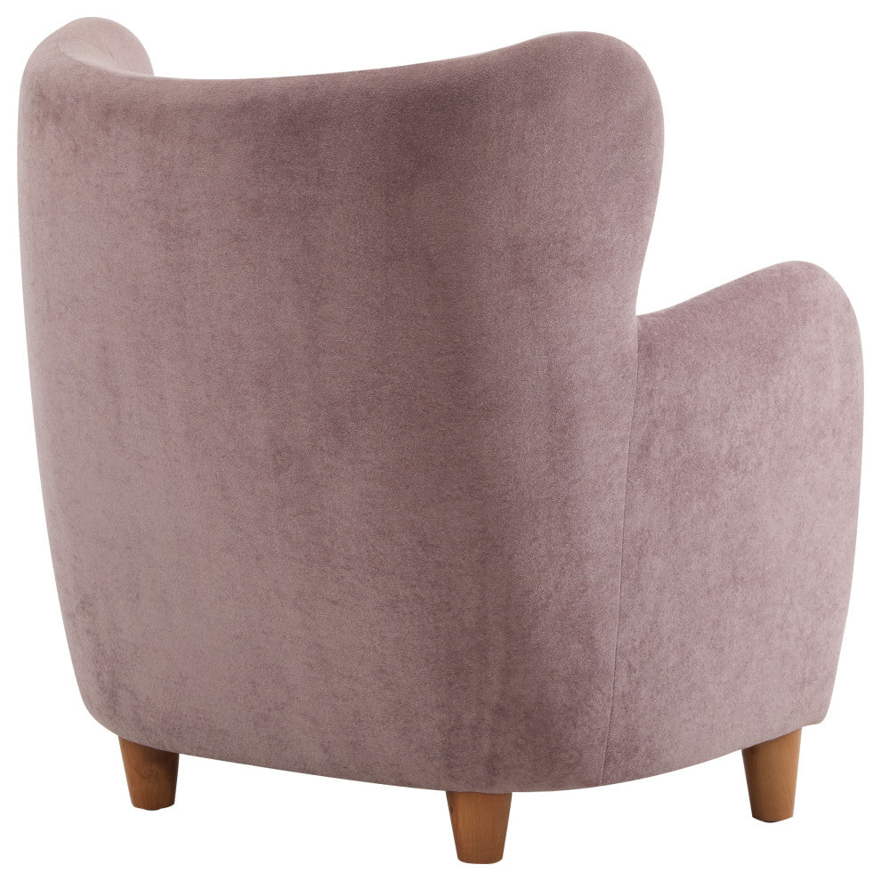 GDF Studio Wingback Fabric Accent Chair With Solid Birch Legs, Pinkish Purple
