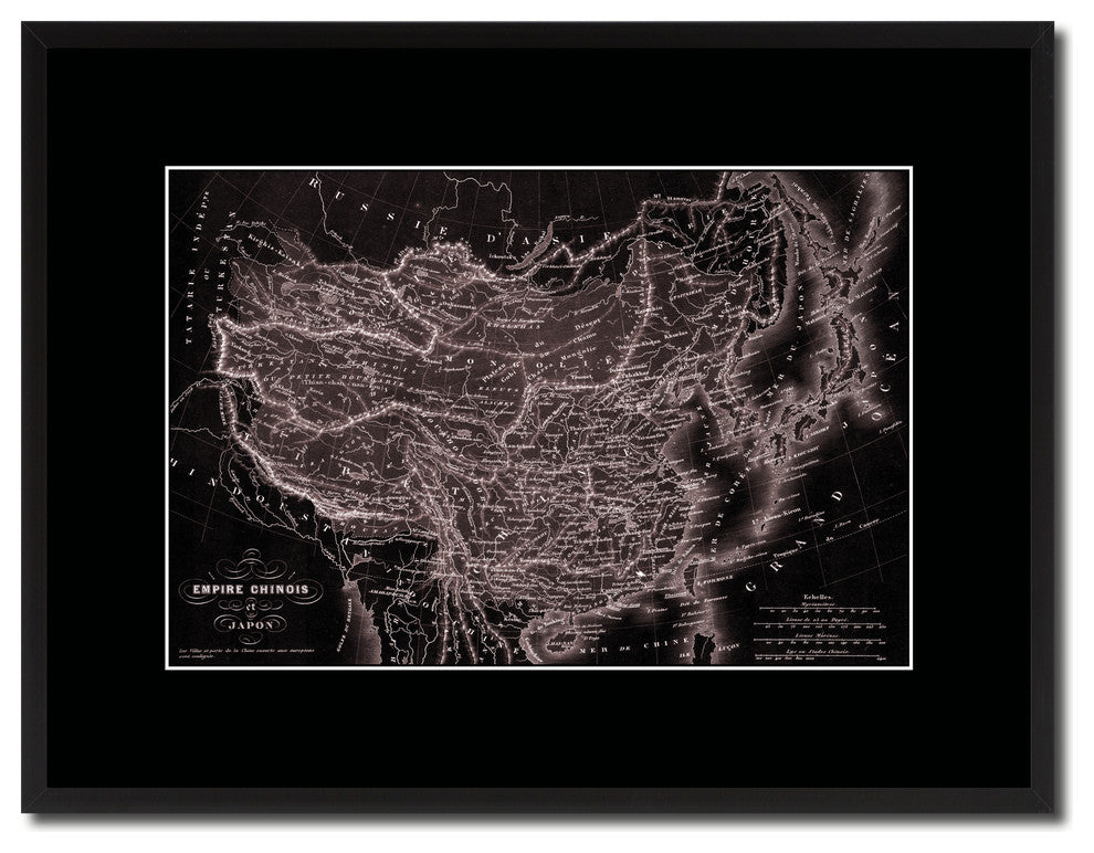 China Japan Korea Vintage Vivid Sepia Map Canvas, 16"x21"