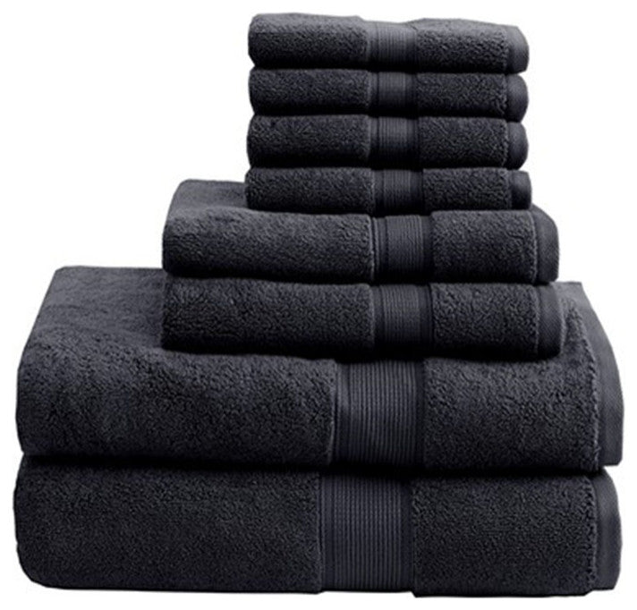 Madison Park Signature 800GSM Antibacterial 8-Piece Bathroom Towel Set, Black