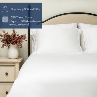 Delara 100% Eucalyptus Lyocell Tencel Fitted Sheet Set, Smooth, White, Full, 54"x75"