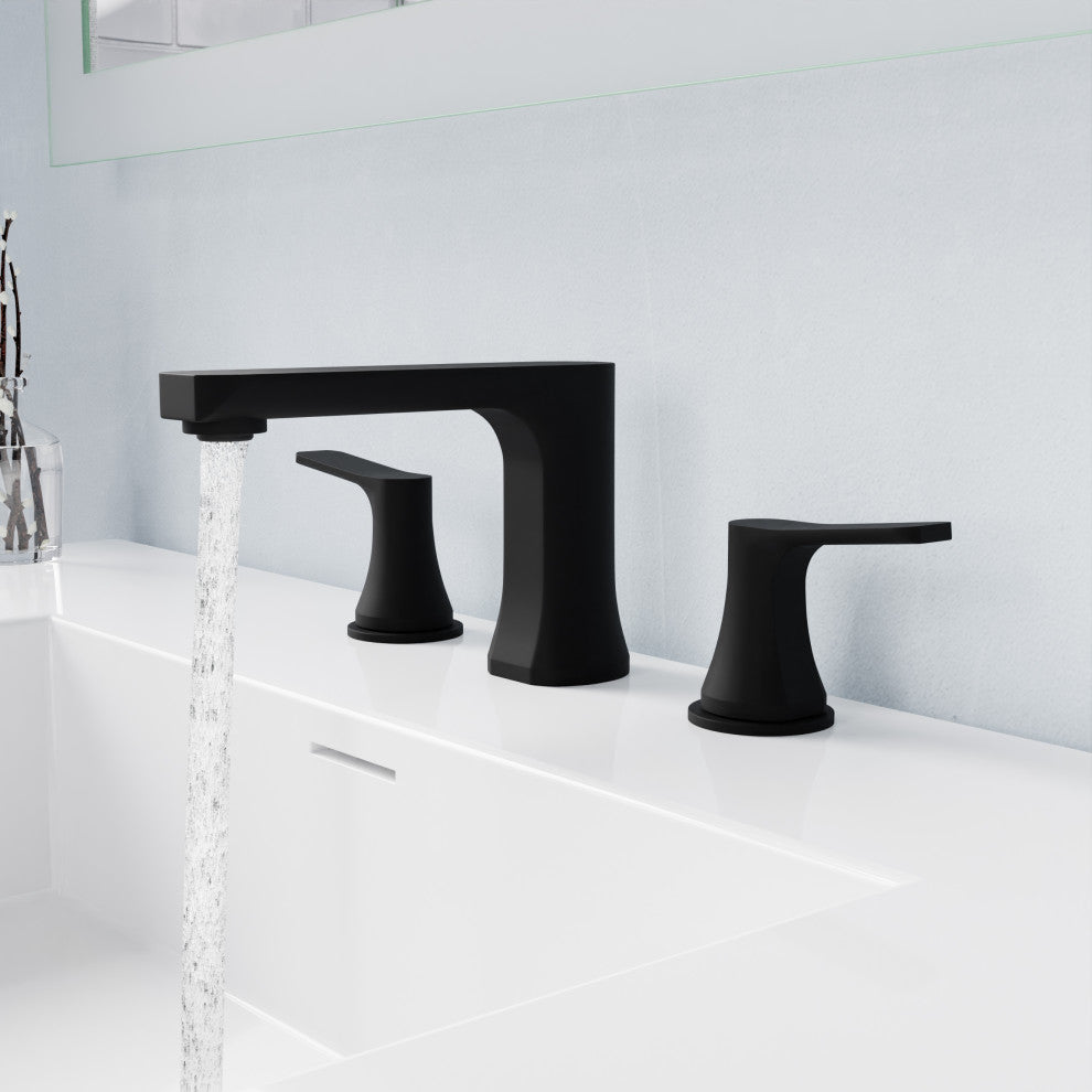 2-Handle 3-Hole Widespread Bathroom Faucet, Matte Black