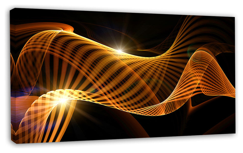 Yellow 3d Shaped Fractal Design, Contemporary Abstract Wall Art, 32"x16"