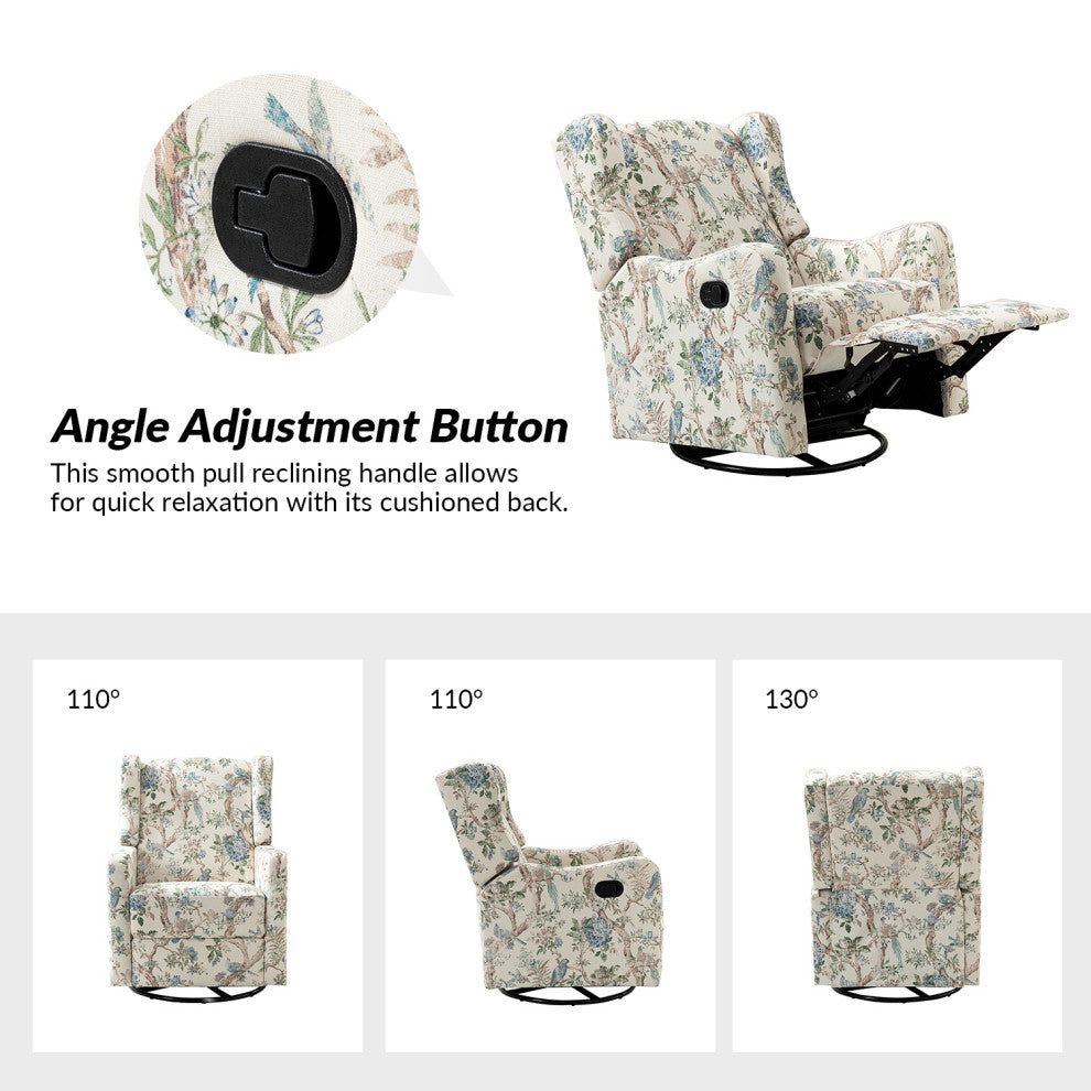 Manual Swivel Glider Recliner, Floral
