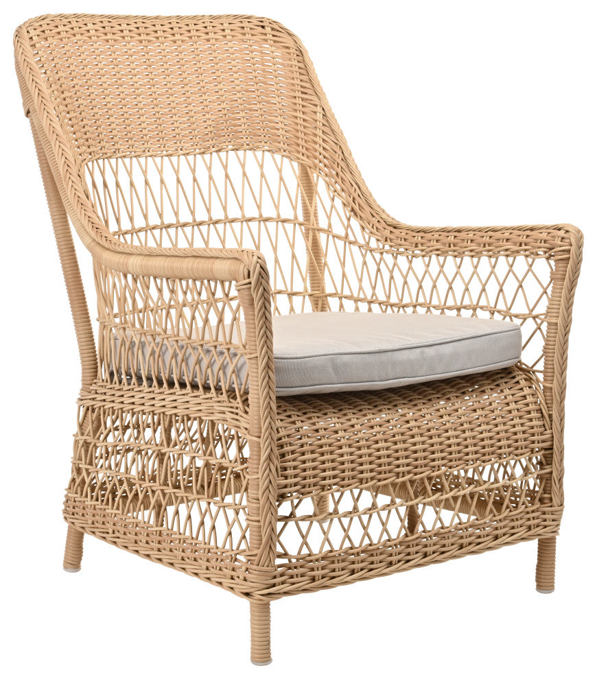 Dawn Chair With Cushion, Natural Finish, Sailcloth Seagull Upholstery