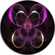 Fractal Purple Flower In Dark, Floral Abstract Disc Metal Wall Art, 23"