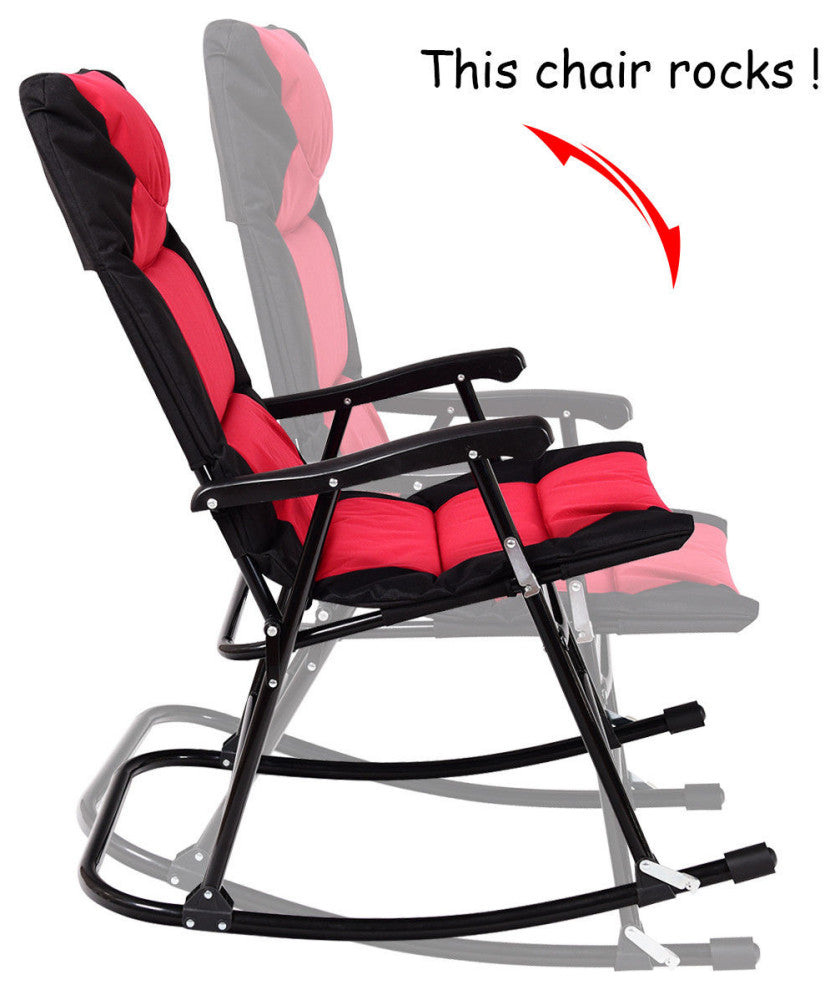 Costway 3 PCS Outdoor Folding Rocking Chair Table Set Bistro Sets Furniture Red