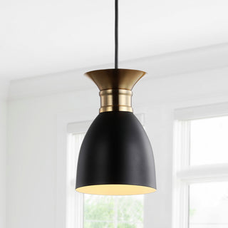 Edison Metal LED Pendant, Black, Brass Gold, Width: 5.75"