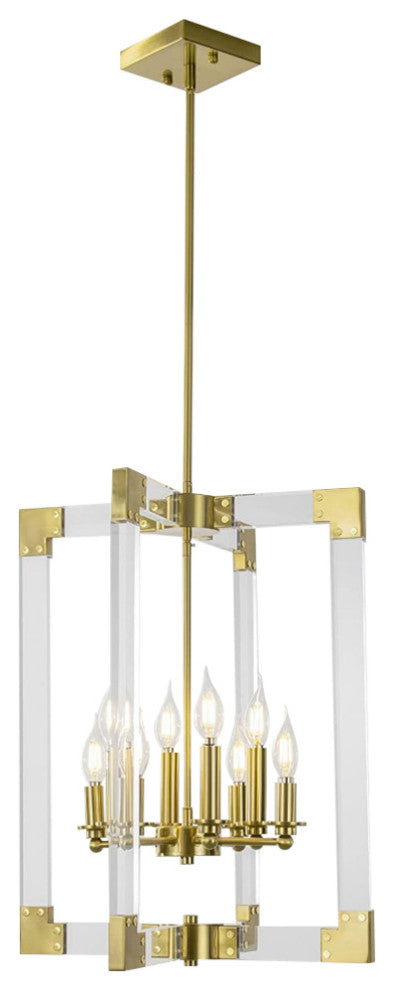 8 Light Modern Acrylic Chandelier Gold Square Pendant Light Fixture