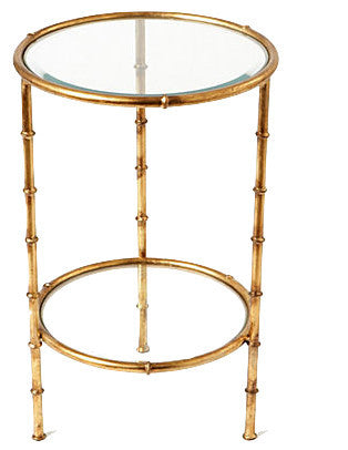 Iron Bamboo Table, Antique Gold, 15.5"x24.5"