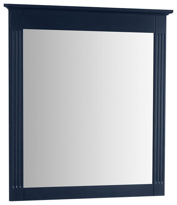 Solid Wood Bathroom Vanity Mirror for Wall Mounted, Navy Blue, 32x33