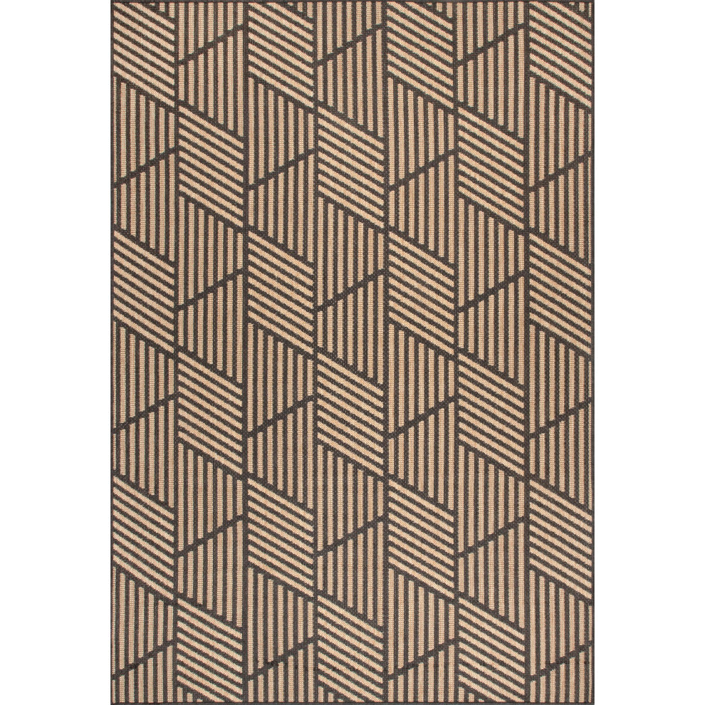 Nuloom Leona Modern Geometric Indoor/Outdoor Area Rug, Charcoal 6'7"x9'
