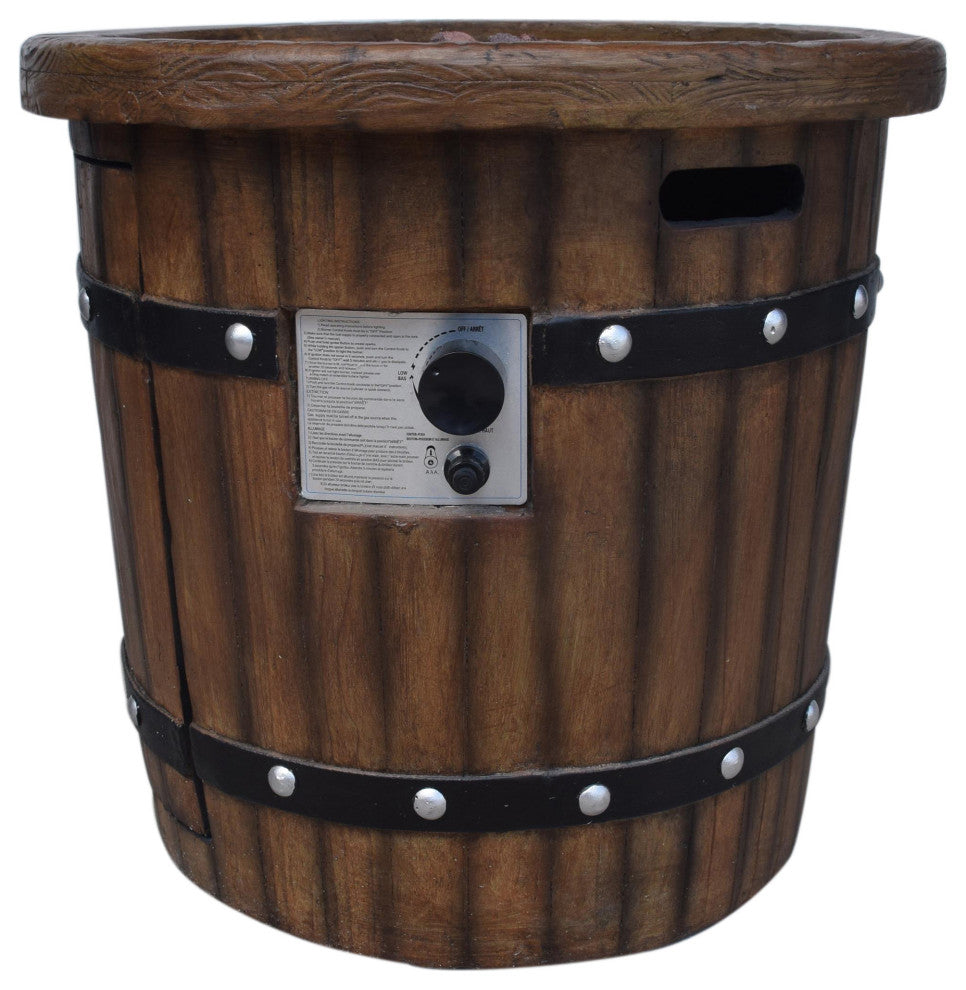 GDF Studio Muriel Outdoor 25" Concrete Round Fire Pit 40K BTU, Dark Brown