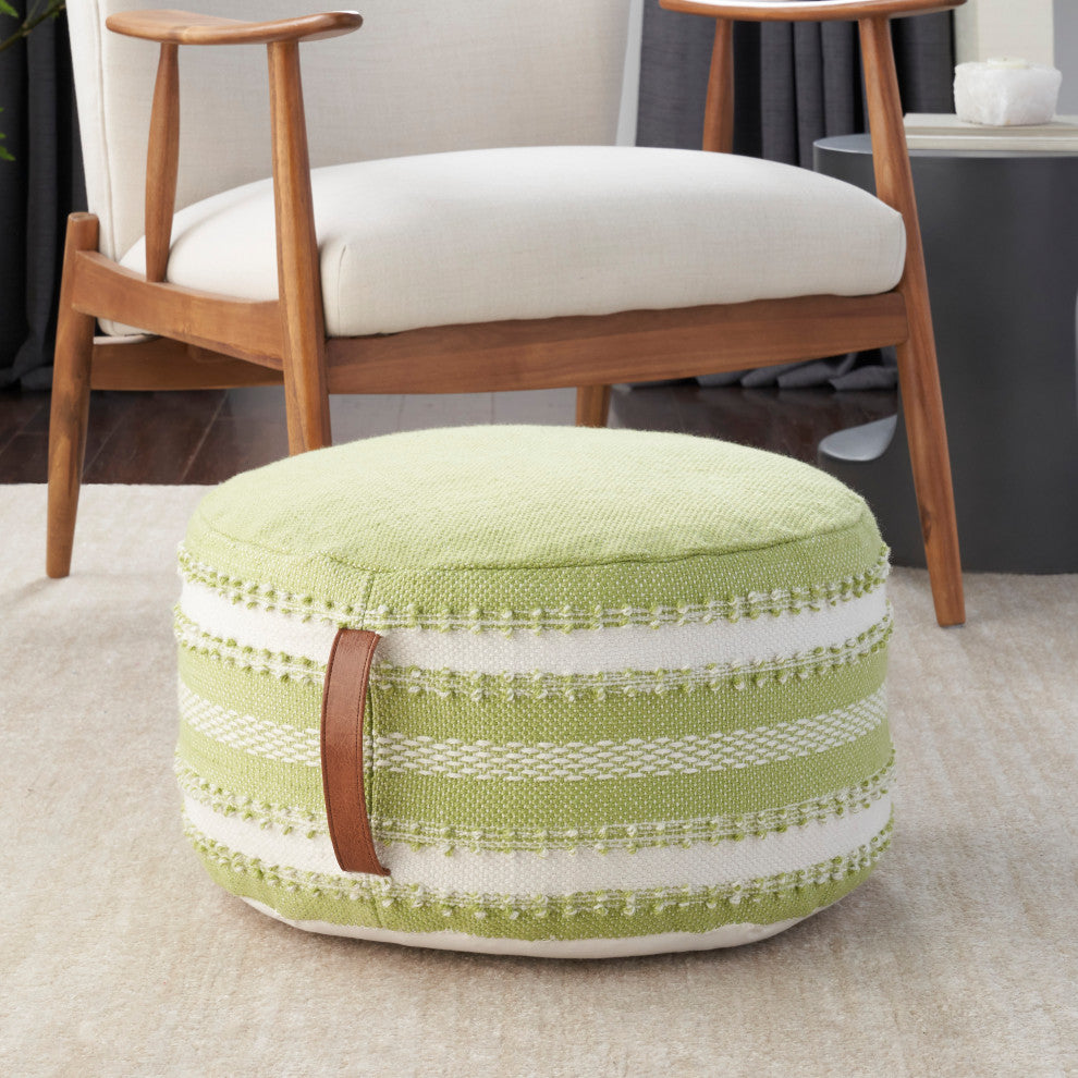 Mina Victory VJ088 Pouf, Green, 20" x 20" x 12"