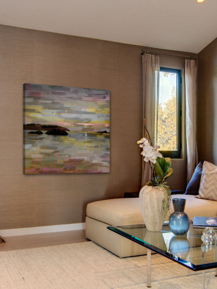 "Pastel Lake" Painting Print on Wrapped Canvas, 48"x48"