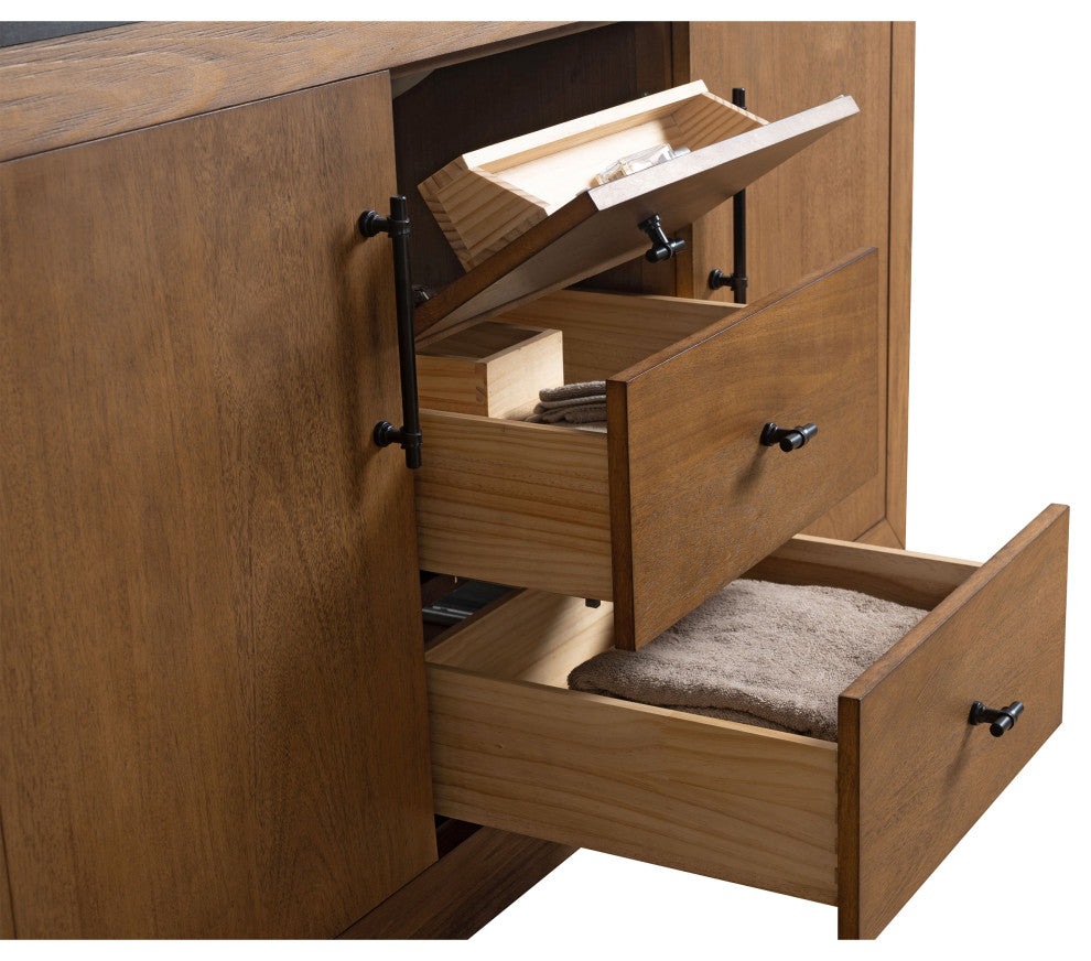 Vanity Art Bathroom Vanity With Sink, Tan, 60" Single, Black Limestone Top