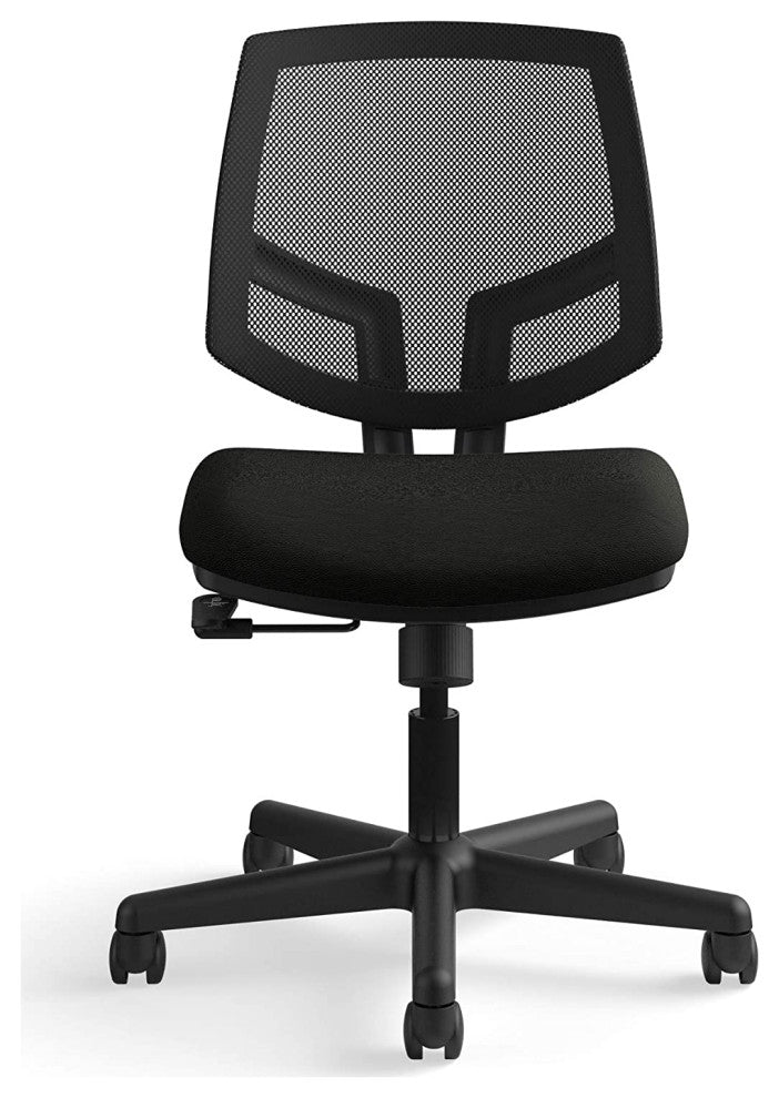 Mesh Back Task Chair, Center-Tilt, Black Soft Thread Leather