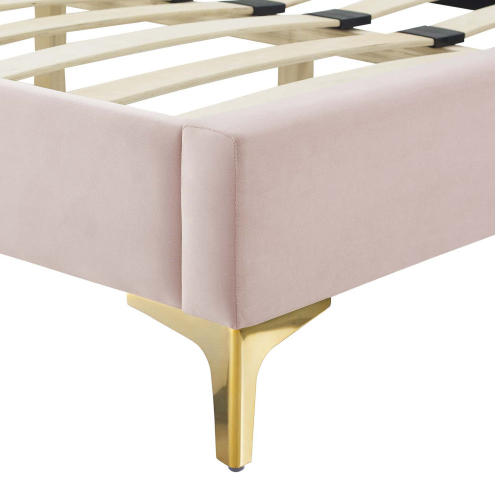 Current Performance Velvet Full Platform Bed, Pink