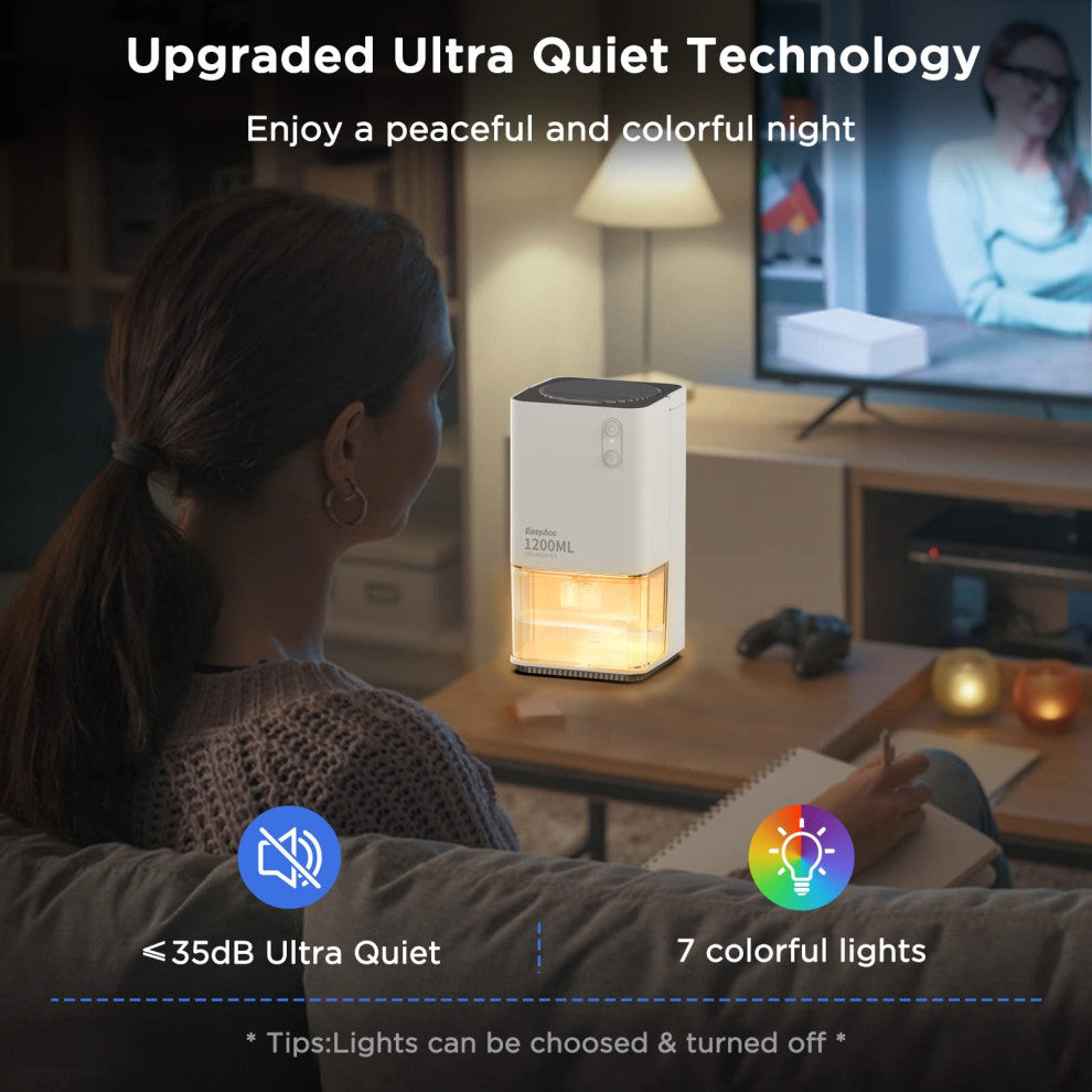 Dehumidifier, 2 in 1 Air Purifier and Dehumidifier combo, 100oz Water Tank., 40 Oz White