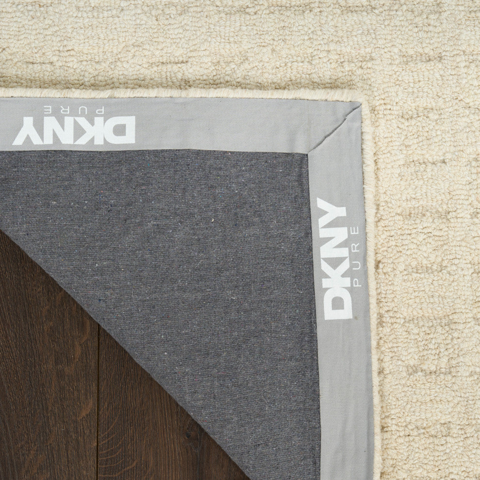 DKNY Pure Grids 2'3" x 7'6" Ivory Beige Contemporary Indoor Rug