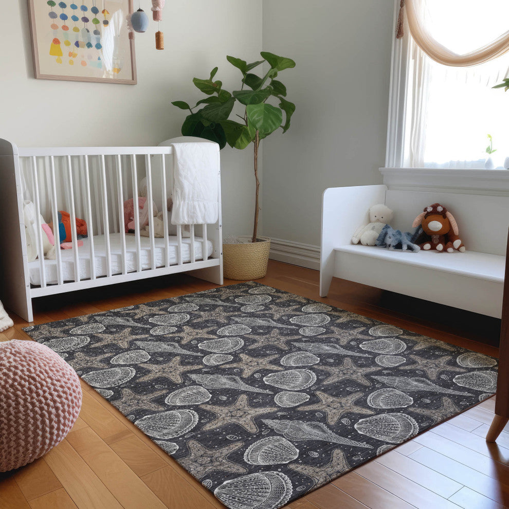 Addison Premium Washable Mayfield AMF183 Black 3' x 5' Rug