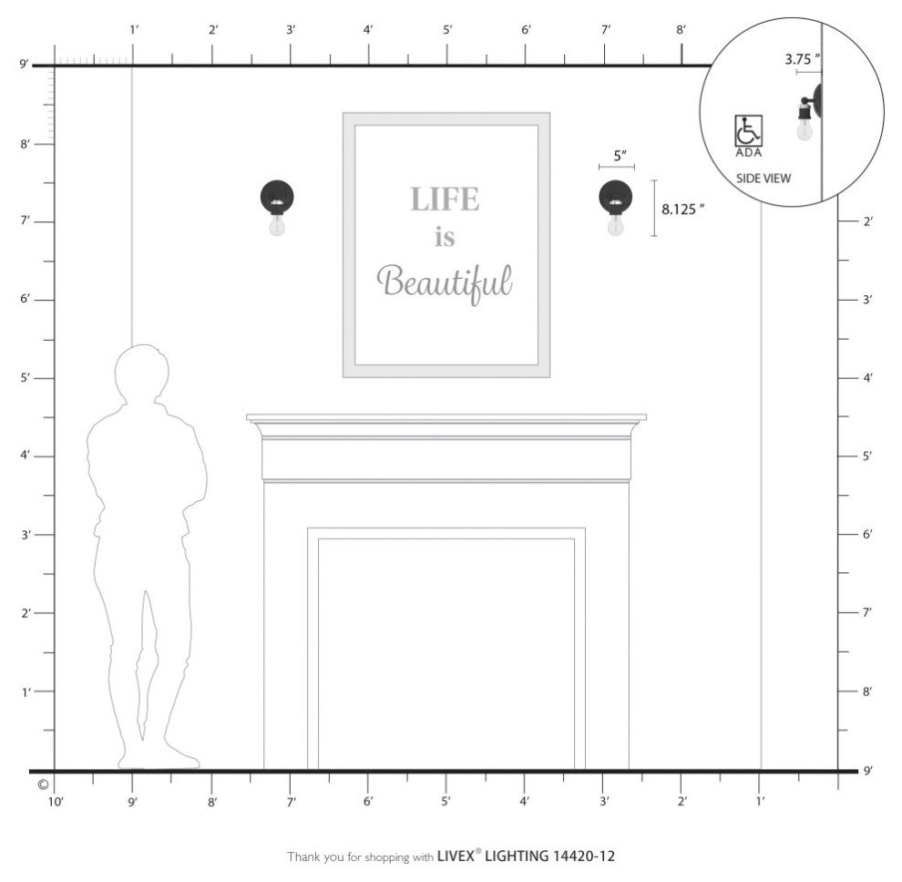 Lansdale 1 Light Satin Brass ADA Single Vanity Sconce