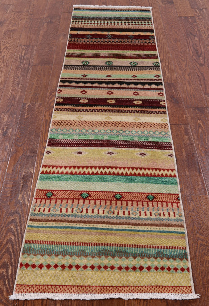 2' 1" X 7' 10" Runner Persian Gabbeh Loribaft Hand Knotted Rug Q5921
