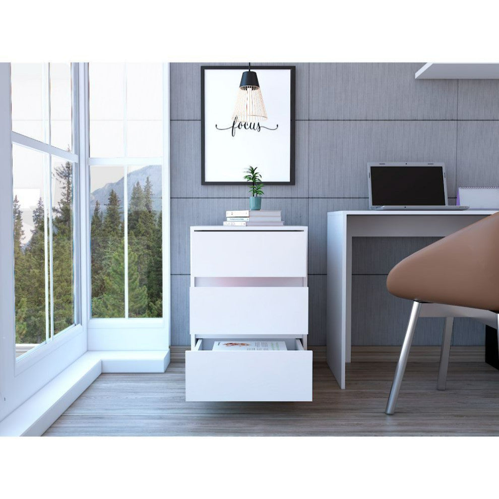 Three Drawers Filing Cabinet Bang, Office, White