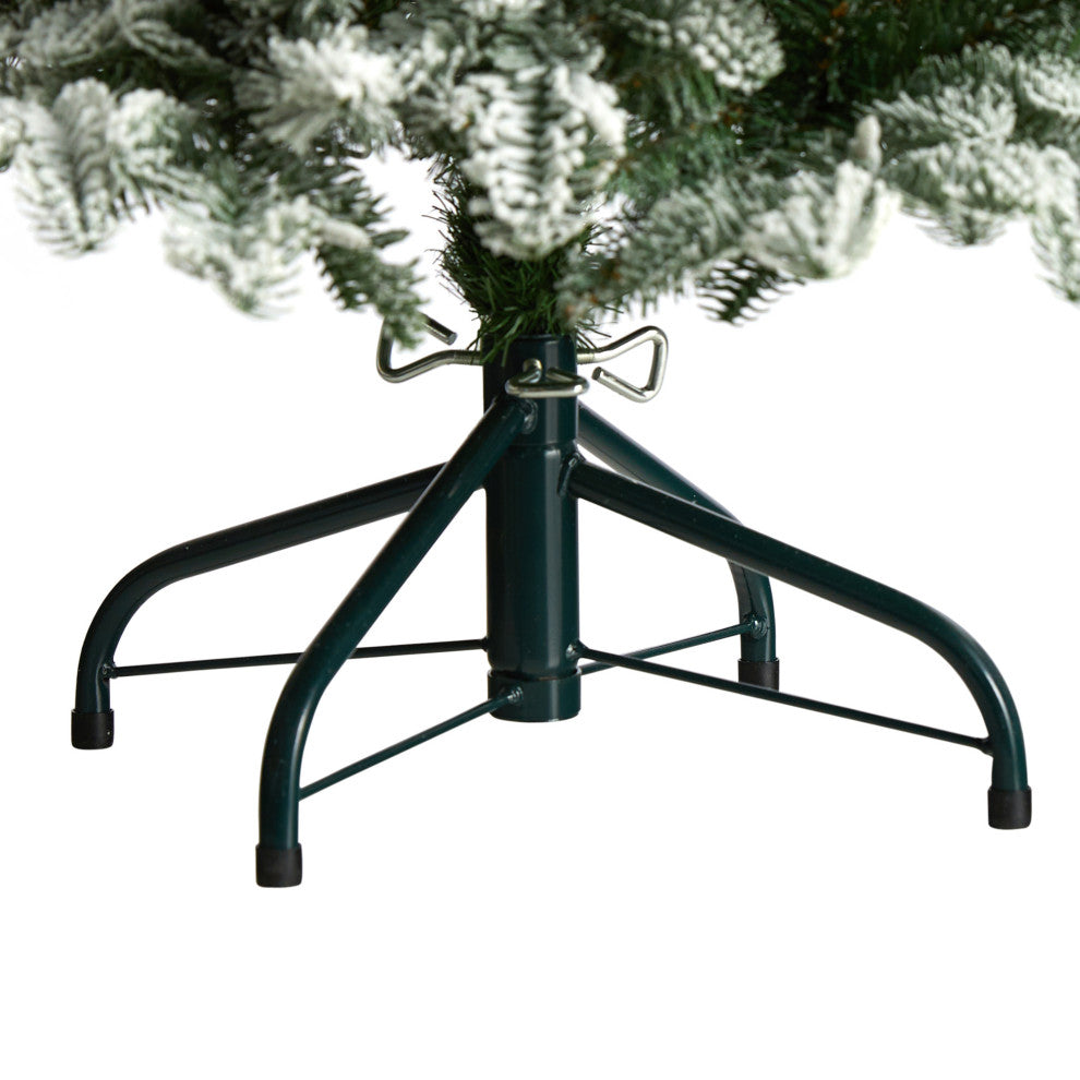 4' Flocked North Carolina Fir Faux Xmas Tree W/White Lights & Bendable Branches