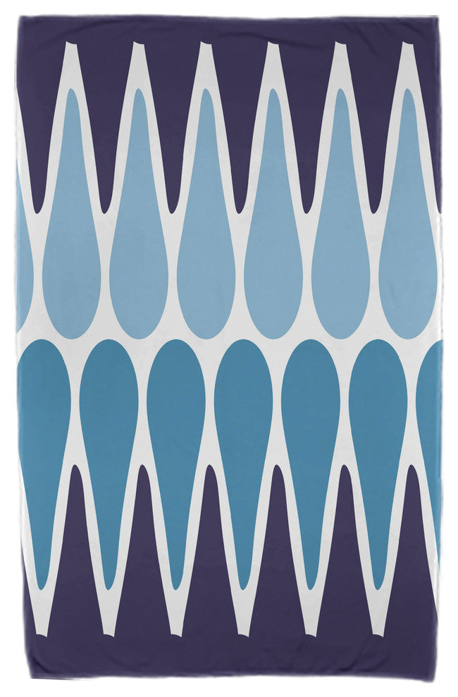 30x60" Multi Colored Prints, Geometric Print Beach Towel, Navy Blue