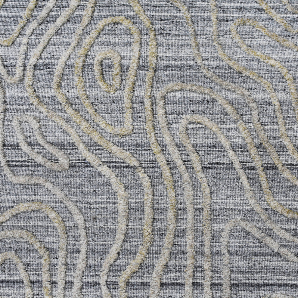 HAND WOVEN FLAT WEAVE KILIM POLYESTER AREA RUGS -Rectangle,Silver,Abstract, [Rectangle] 3'x5'