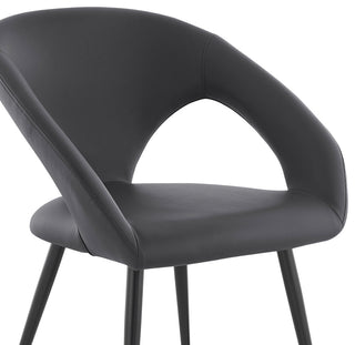 Elin Gray Faux Leather and Black Metal Dining Chairs - Set of 2