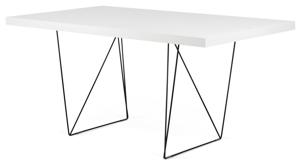 Modern Home Office Wire Leg Desk, White/Black Leg