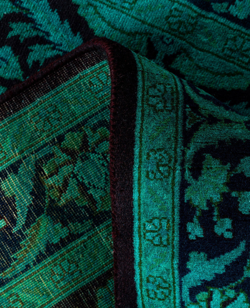 Overdyed One-of-a-Kind Hand-Knotted Area Rug Green, 3' 1" x 5' 3"