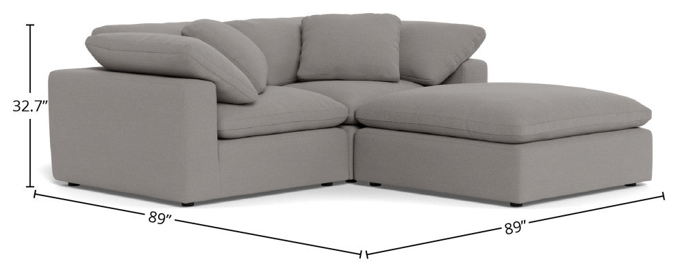 Fluffy 2-Piece Sofa with Ottoman, Peyton Slate