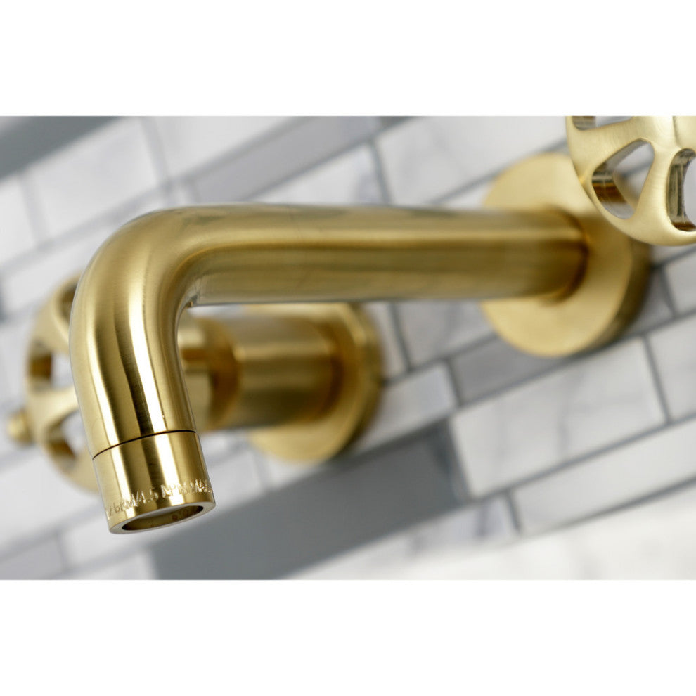 KS8127RX Belknap Two-Handle Wall Mount Bathroom Faucet, Brushed Brass