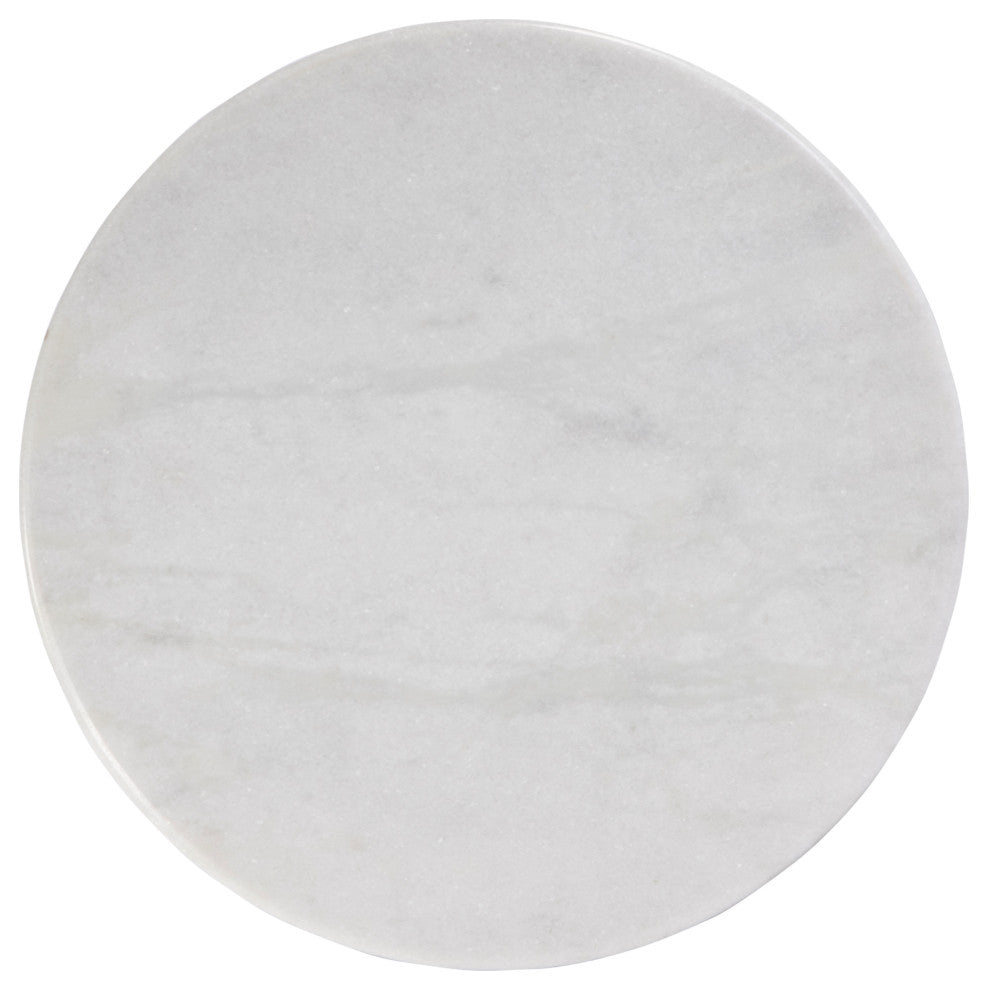 Nala 17" W Round Marble and Wood Side Table