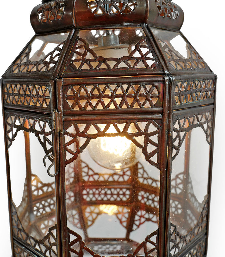 Moorish Tin and Clear Glass Lantern