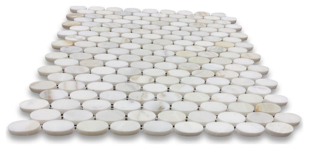 Calacatta Gold Calcutta Marble Ellipse Oval Mosaic Tile Honed, 1 sheet