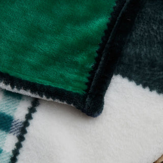 Tache Forest Green Super Soft Cozy Fleece Tartan Patchwork Throw Blanket, Full/Q