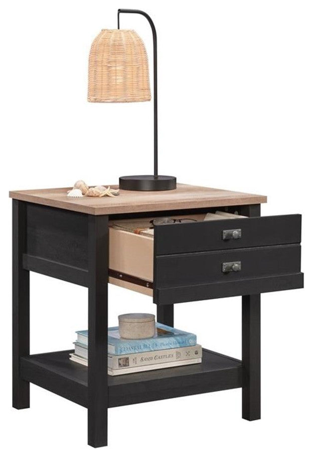 Sauder Cottage Road Engineered Wood 1-Drawer Bedroom Nightstand in Raven Oak